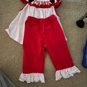 Red and White Kids Matching Set Minnie Mouse
